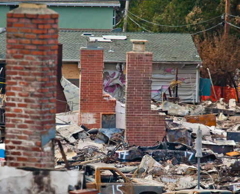 destroyed home following pipeline explosion in San Bruno, CA