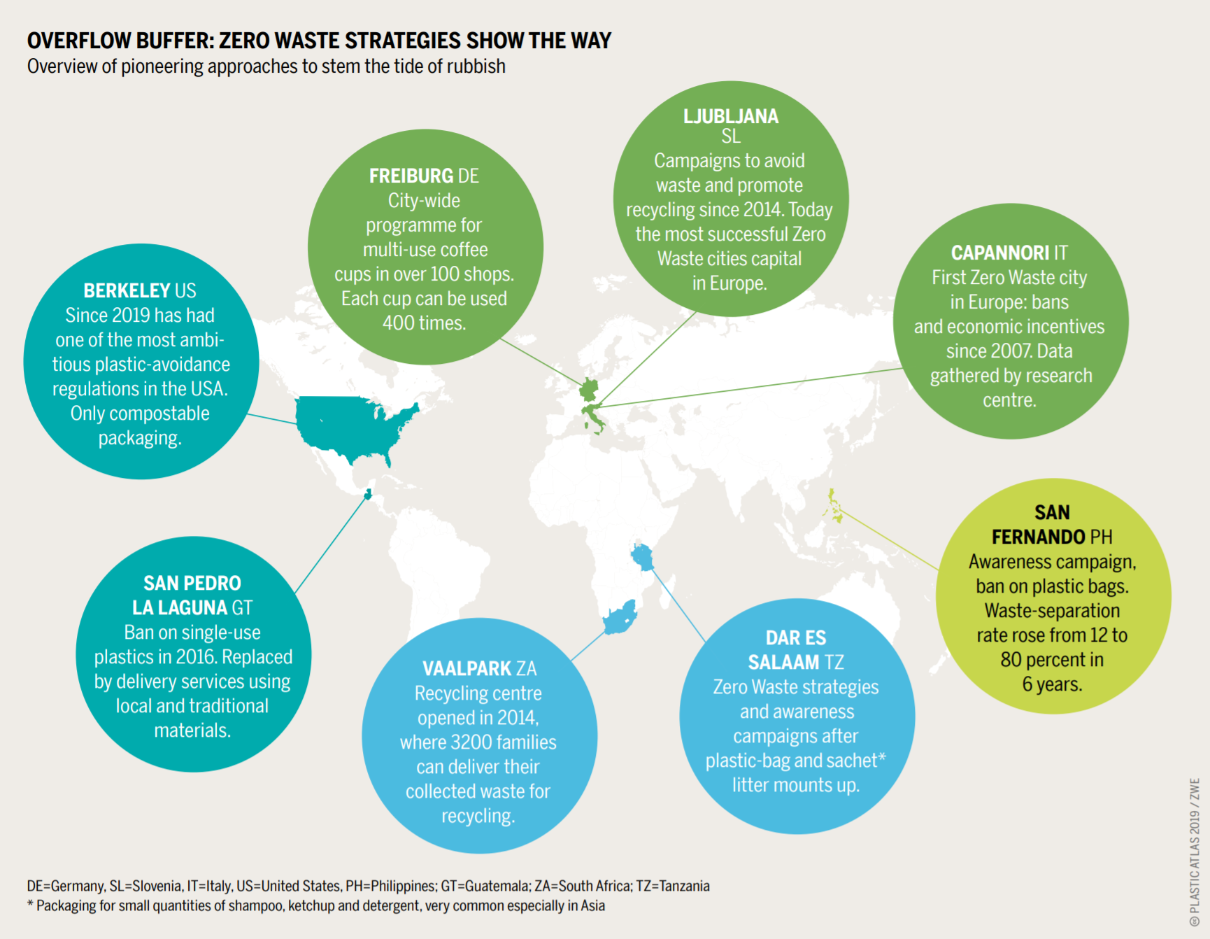 Map of cities practicing zero waste