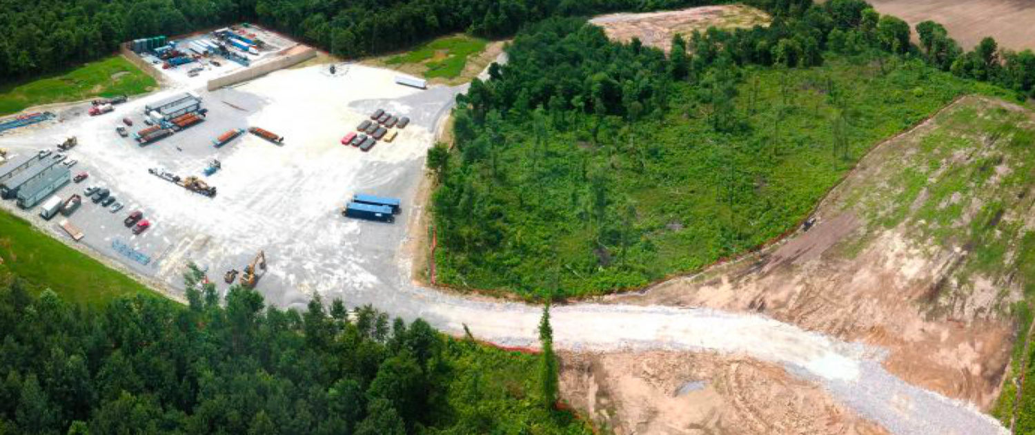 Overhead view of injection well