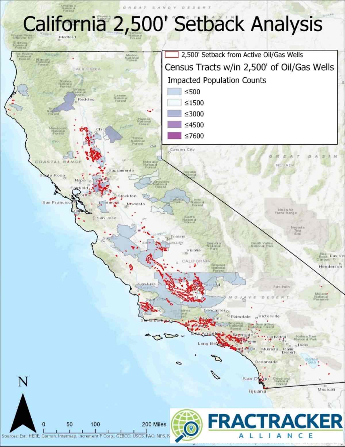 California oil and gas well setback analysis