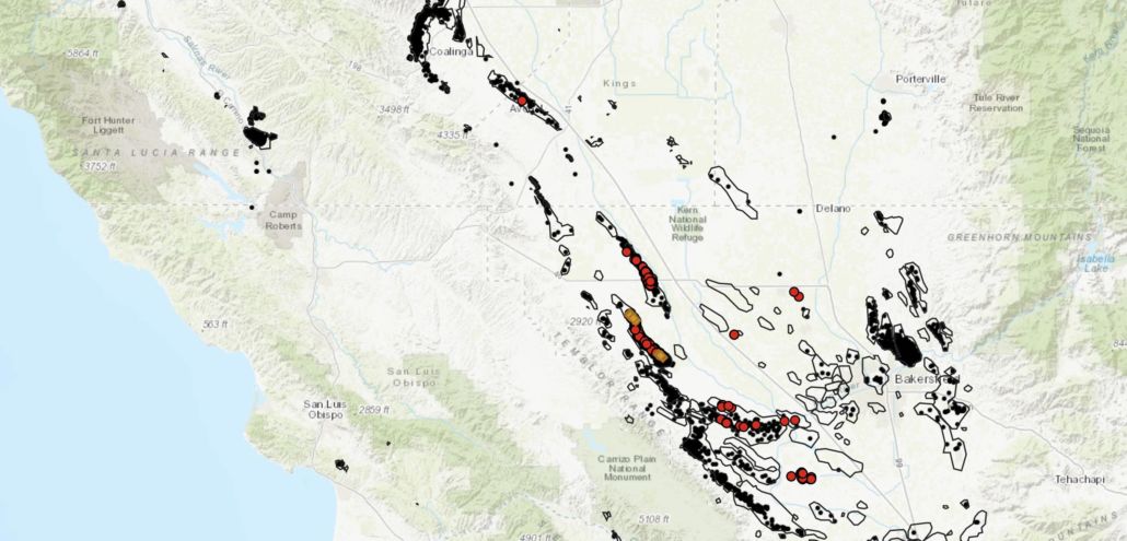 Map of New 2020 Fracking Permits in California