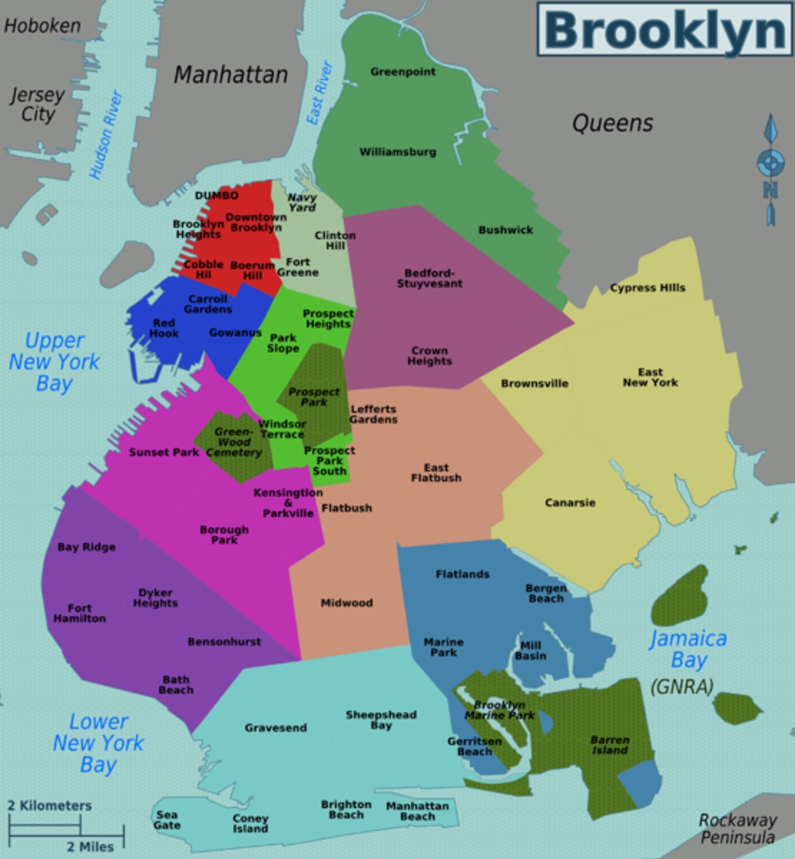 Generalized map of Brooklyn neighborhoods