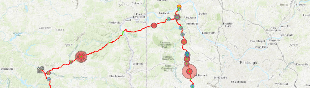 FracTracker Falcon Pipeline spills map