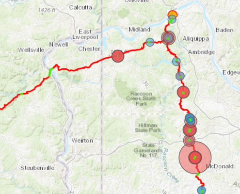FracTracker Falcon Pipeline spills map