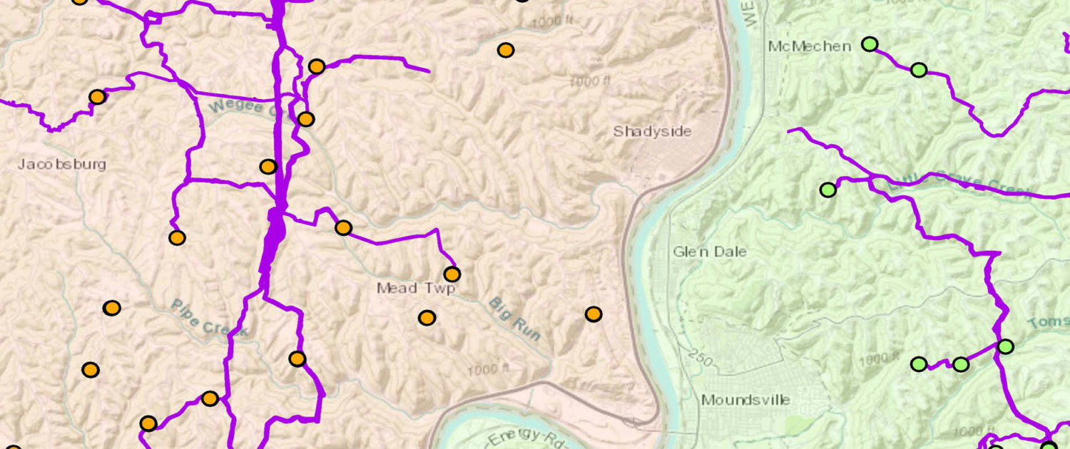 Mapping gathering lines in OH and WV feature