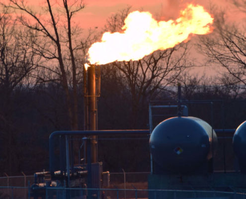 Flaring at a natural gas compressor station in Butler County, Ohio