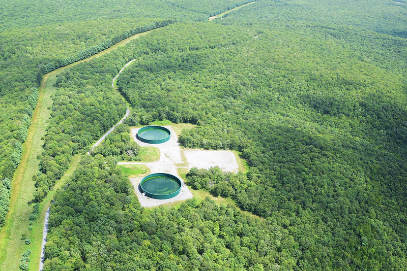 Wastewater impoundment tanks in Lycoming County, PA. Photo by Ted Auch.