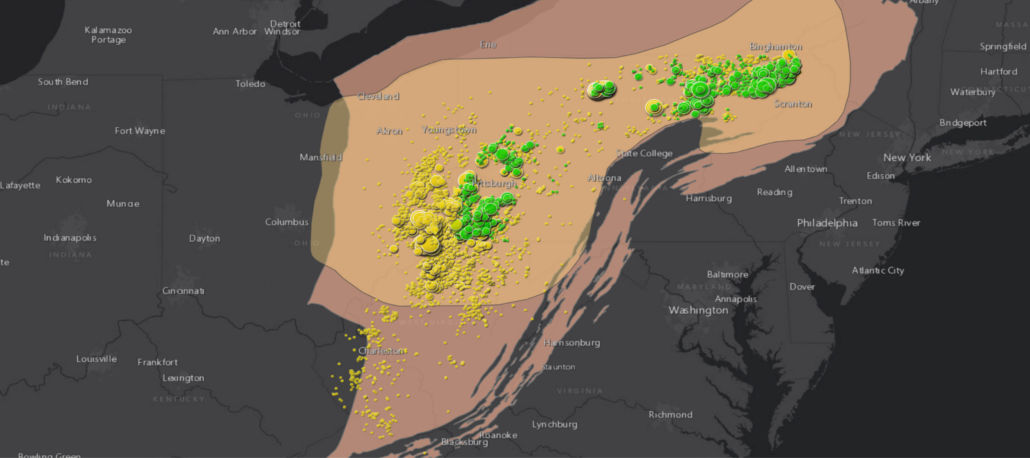 Utica and Marcellus shale plays in the Appalachian Basin map