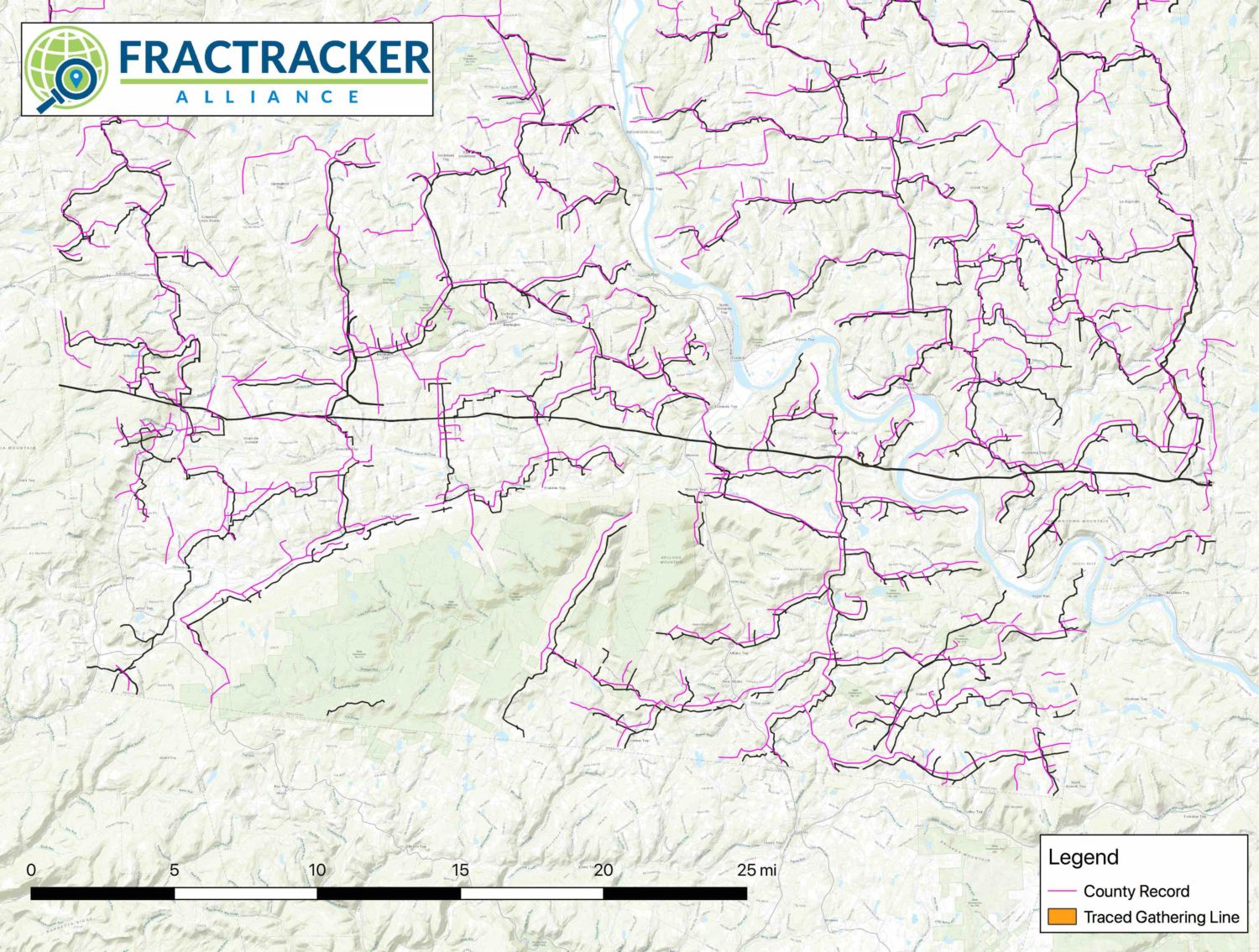 Bradford County PA gathering lines map