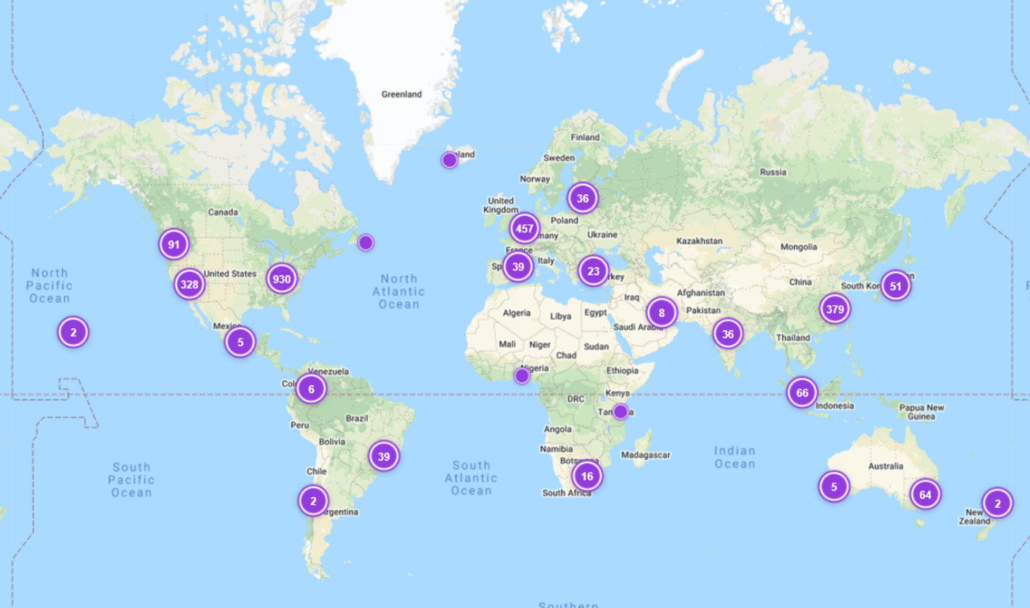 Data center locations around the world