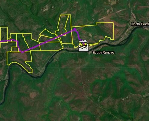 FracTracker map of proposed Renovo, PA power plant