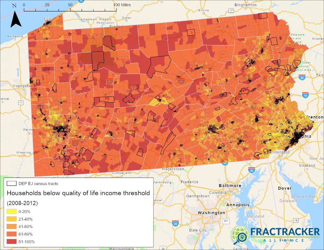 Map of quality of life rankings in Pennsylvania
