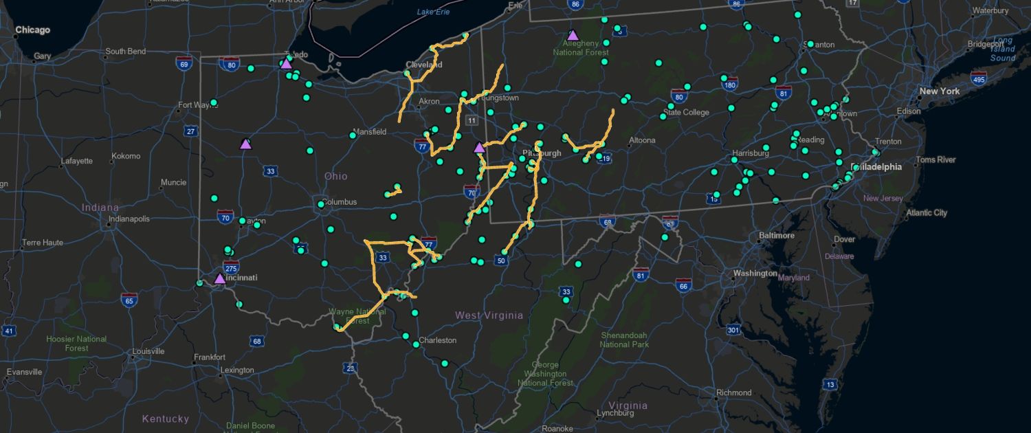 Map of potential carbon capture technology