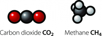 Diagram of CO2 and CH4 Molecultes